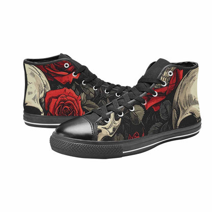 MEN'S Skulls Roses Bold Pen Ink High Top Canvas Dreamcore Sneakers