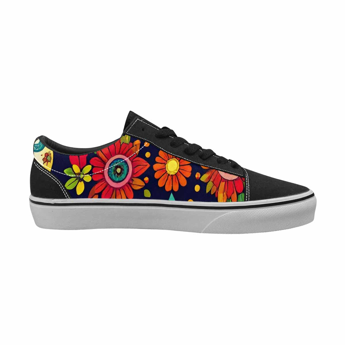 WOMEN'S Sunflowers And Skulls Canvas Lace-Up Aesthetic Custom Sneakers