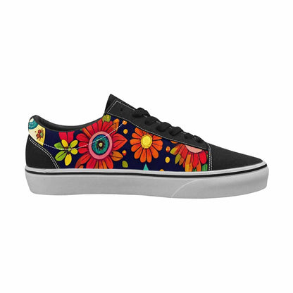 WOMEN'S Sunflowers And Skulls Canvas Lace-Up Aesthetic Custom Sneakers