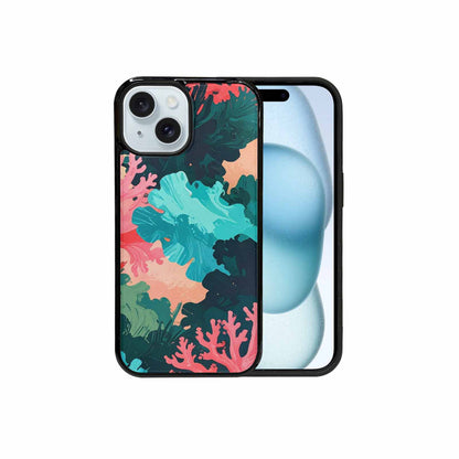 iPhone 15 Case — Camo Coral Turquoise, Original Design Phone Case