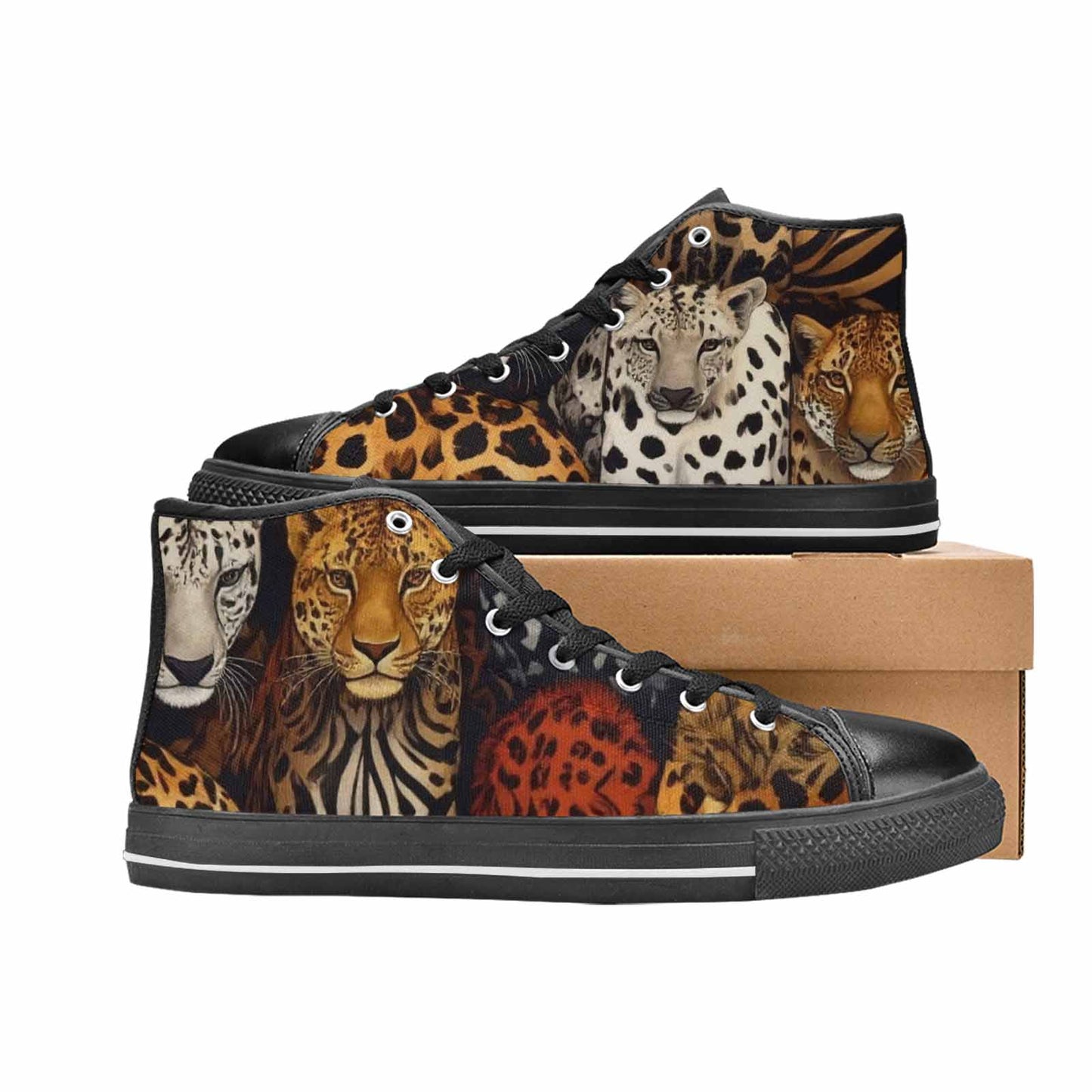 MEN'S Animal Print High Top Canvas Neon Fantasy Custom Shoes