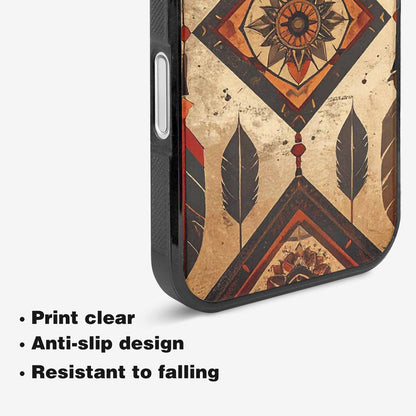 iPhone 16 Plus Case — Native American Geometric Pattern Arrows Feathers, Original Design Phone Case