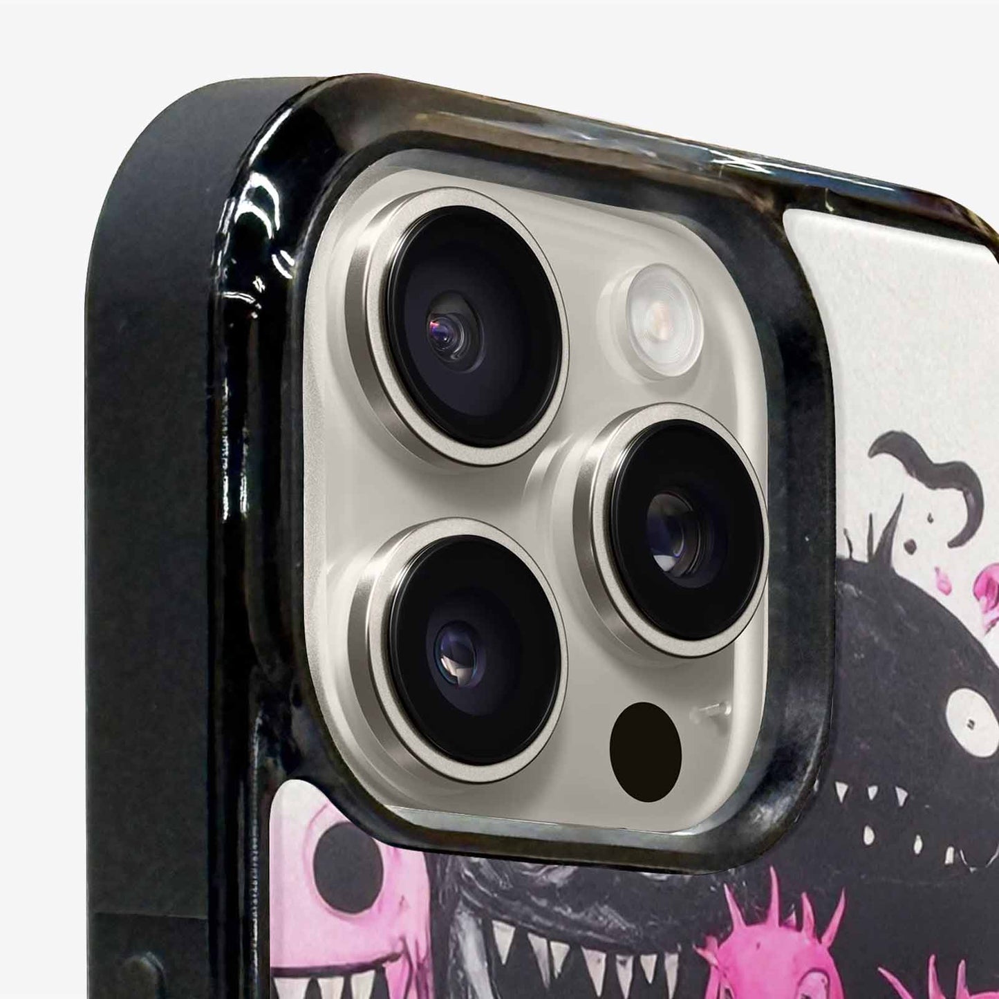 iPhone 16 Pro Max Case — Monsters General Black Pink Ink Cartoon, Custom Made Phone Cover