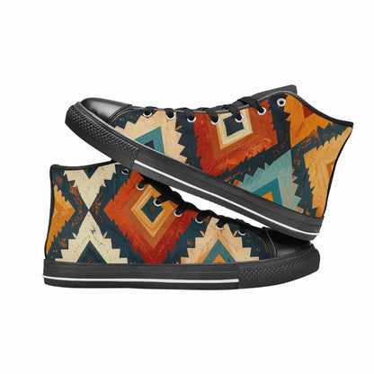 MEN'S Southwestern Geometric Diamond High Top Canvas Wallpaper Art Custom Shoes