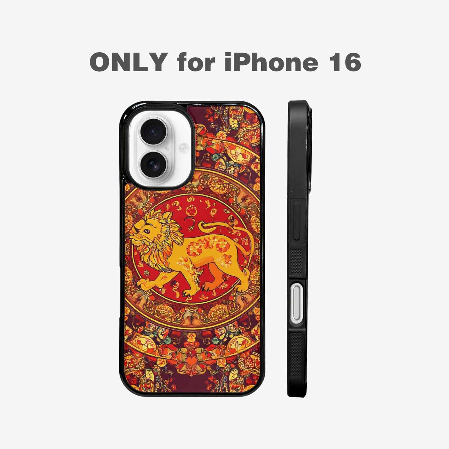 iPhone 16 Case — Mandala Lions Art Seamless Pattern Vibrant, Unique Phone Case Design