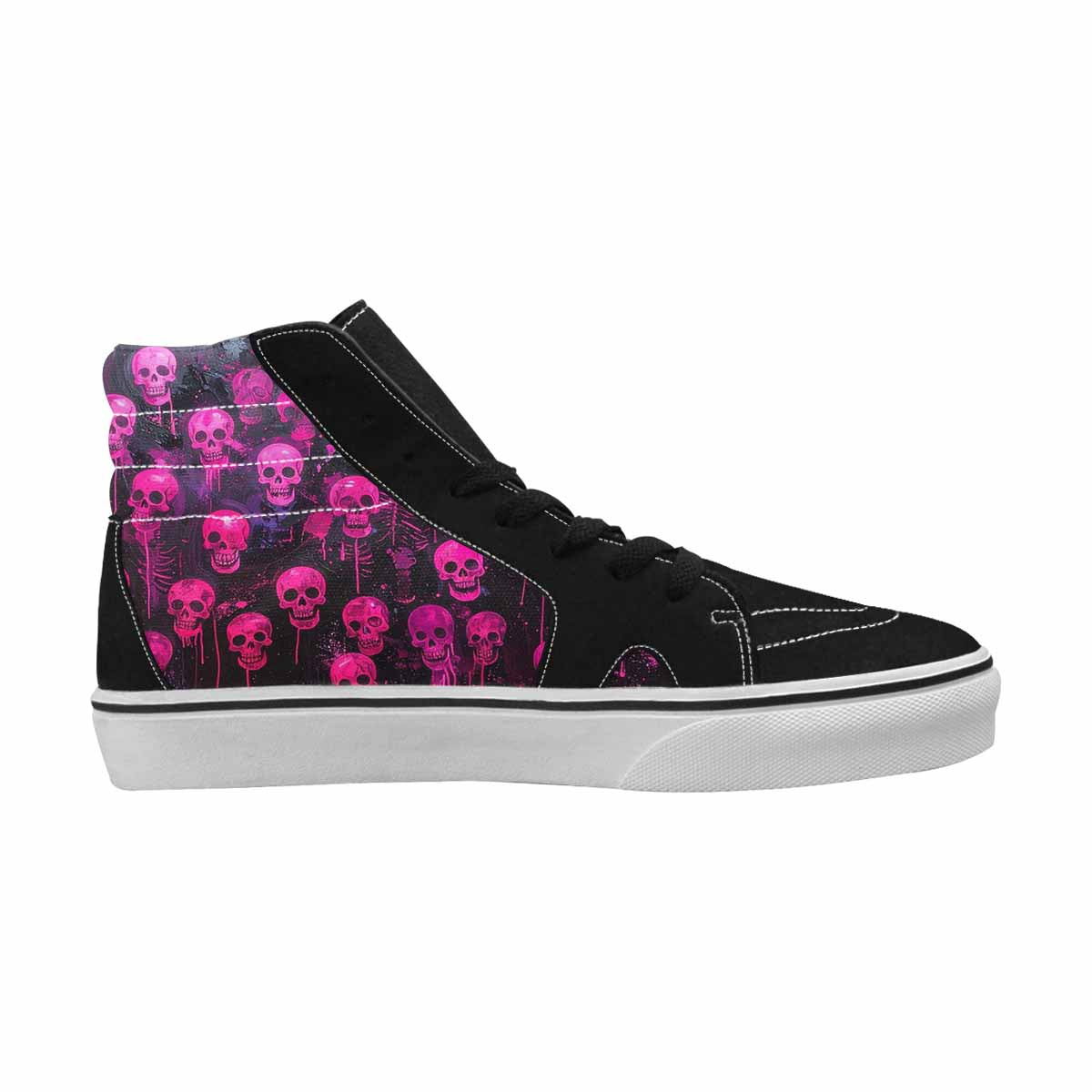 MEN'S Skeletons  Neon Pink High Top Canvas Vivid Sneakers