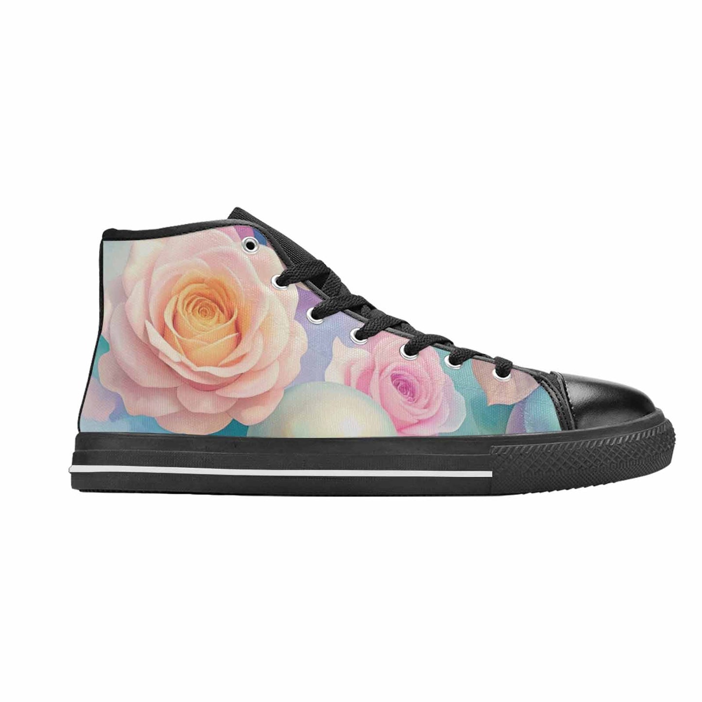 MEN'S Skulls Roses Candy Airbrush High Top Canvas Cottagecore Custom Shoes