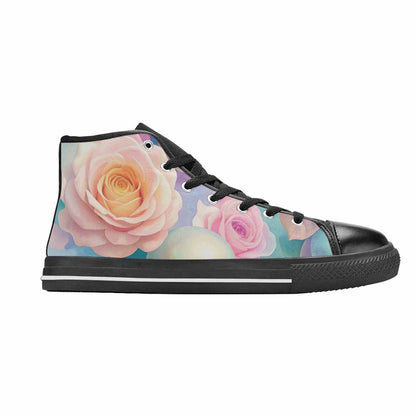 MEN'S Skulls Roses Candy Airbrush High Top Canvas Cottagecore Custom Shoes