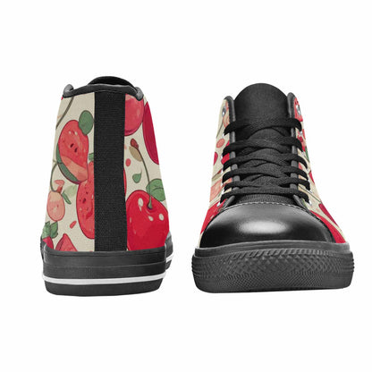 MEN'S Cherry Fruit Print High Top Canvas Dark Academia Sneakers