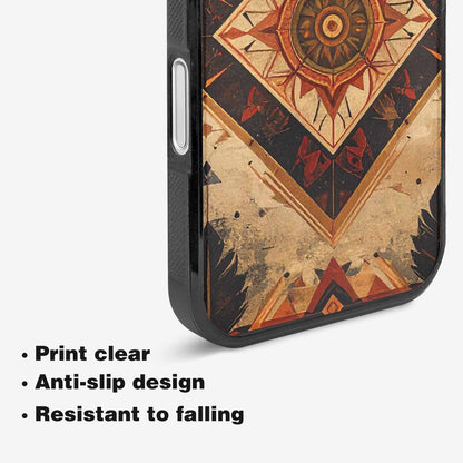 iPhone 16 Plus Case — Native American Geometric Pattern Arrows Feathers, Original Design Phone Case