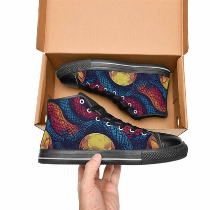 MEN'S Snake Skulls Print High Top Canvas Vivid Custom Shoes