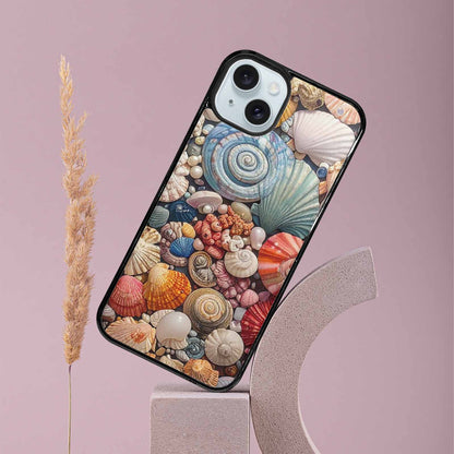 iPhone 15 Plus Case — Seashell Collage Seashell Collage Pattern Hundreds, Custom Art Phone Cover