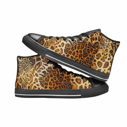 WOMEN'S Animal Print High Top Canvas Wallpaper Art Custom Shoes