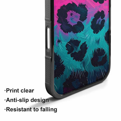 iPhone 17 Case — Leopard Neon Pink Teal Airbrush Animal, Custom Art Phone Cover