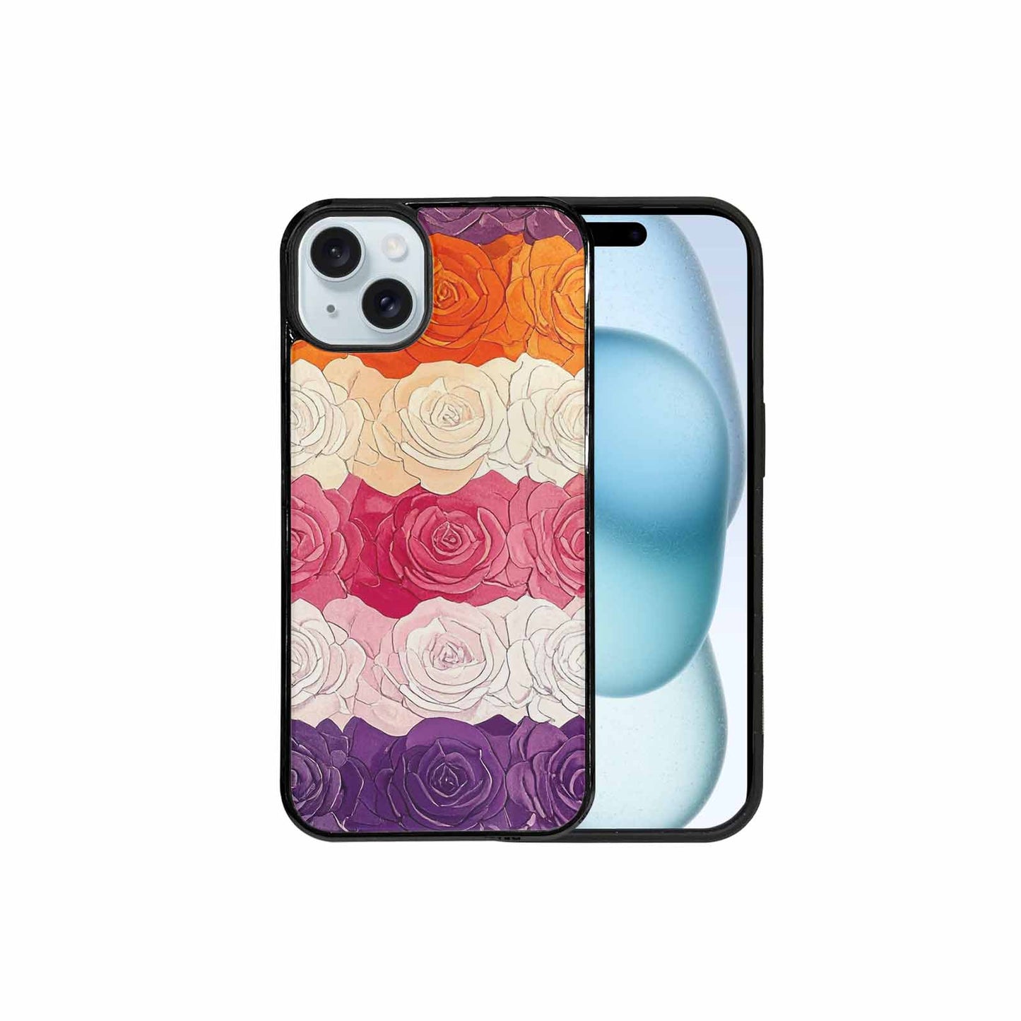 iPhone 15 Plus Case — Lesbian Flag Color Theme Small Rainbow, Customized Protective Case