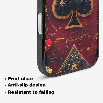 iPhone 16 Plus Case — Playing Card Suits Pattern Poker Chips, Custom Printed Phone Case