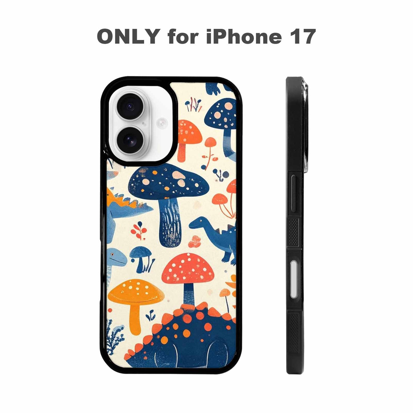 iPhone 17 Case — Vintage Dinosaurs Mushroom Retro Vintage, Custom Printed Phone Case