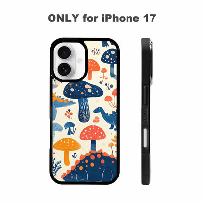 iPhone 17 Case — Vintage Dinosaurs Mushroom Retro Vintage, Custom Printed Phone Case