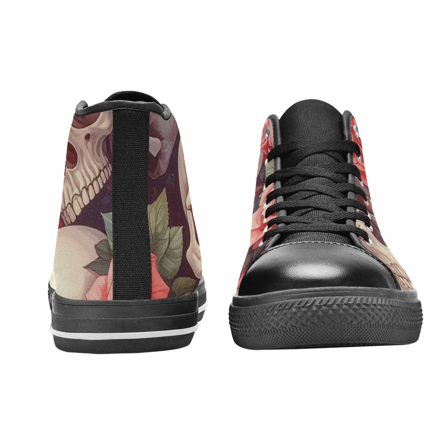 WOMEN'S Skulls Roses Soft Airbrush High Top Canvas Cottagecore Custom Shoes