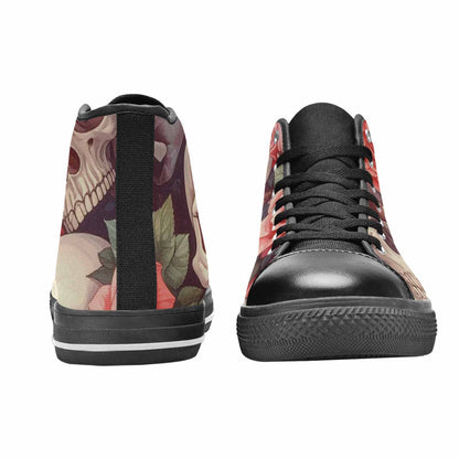 WOMEN'S Skulls Roses Soft Airbrush High Top Canvas Cottagecore Custom Shoes