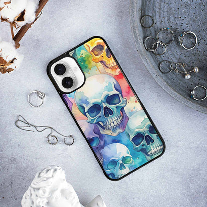 iPhone 16 Plus Case — Kulls Watercolor Skulls Small Skull Pattern, Unique Phone Case Design