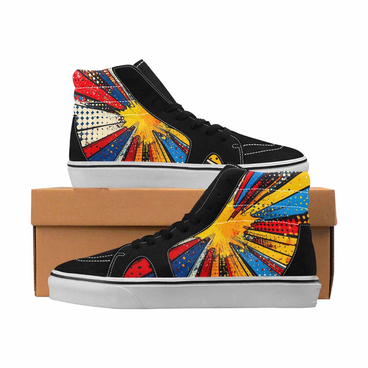 MEN'S Comic Pop Art High Top Canvas Bold Print Neon Fantasy Original Art Sneakers