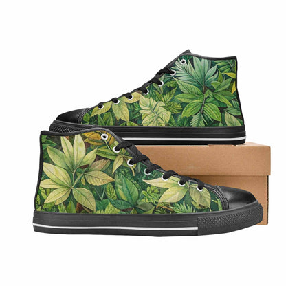 MEN'S Seven-Point Palmate Leaf High Top Canvas Grunge Sneakers