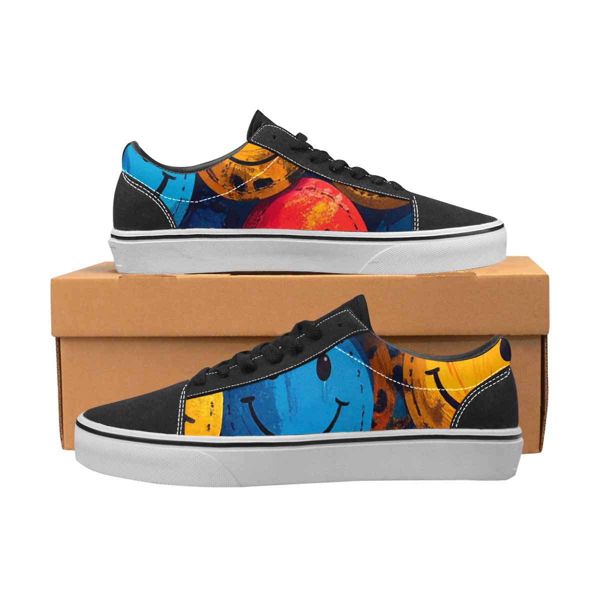 WOMEN'S Smiley Faces Lace-Up Canvas Dark Academia Custom Sneakers