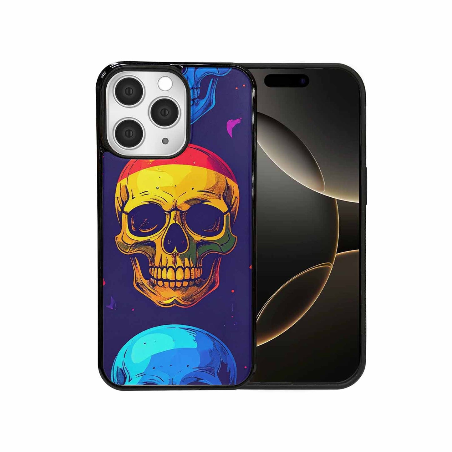 iPhone 15 Pro Max Case — Pride Flag Skulls Seamless Pattern Vibrant, Custom Made Phone Cover