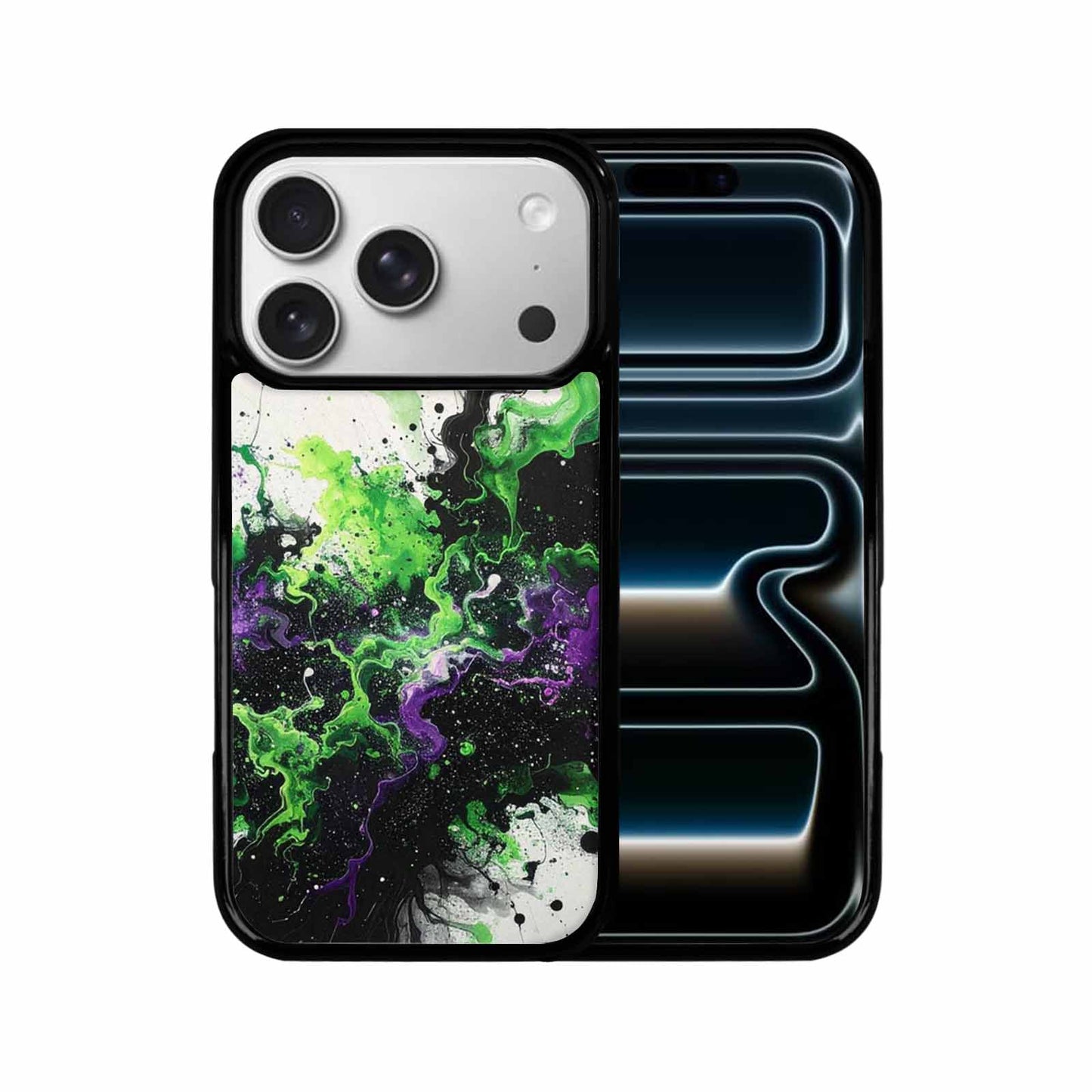 iPhone 17 Pro Case — Black Green Ink Galaxy Nebula Galaxy, Personalized Phone Case