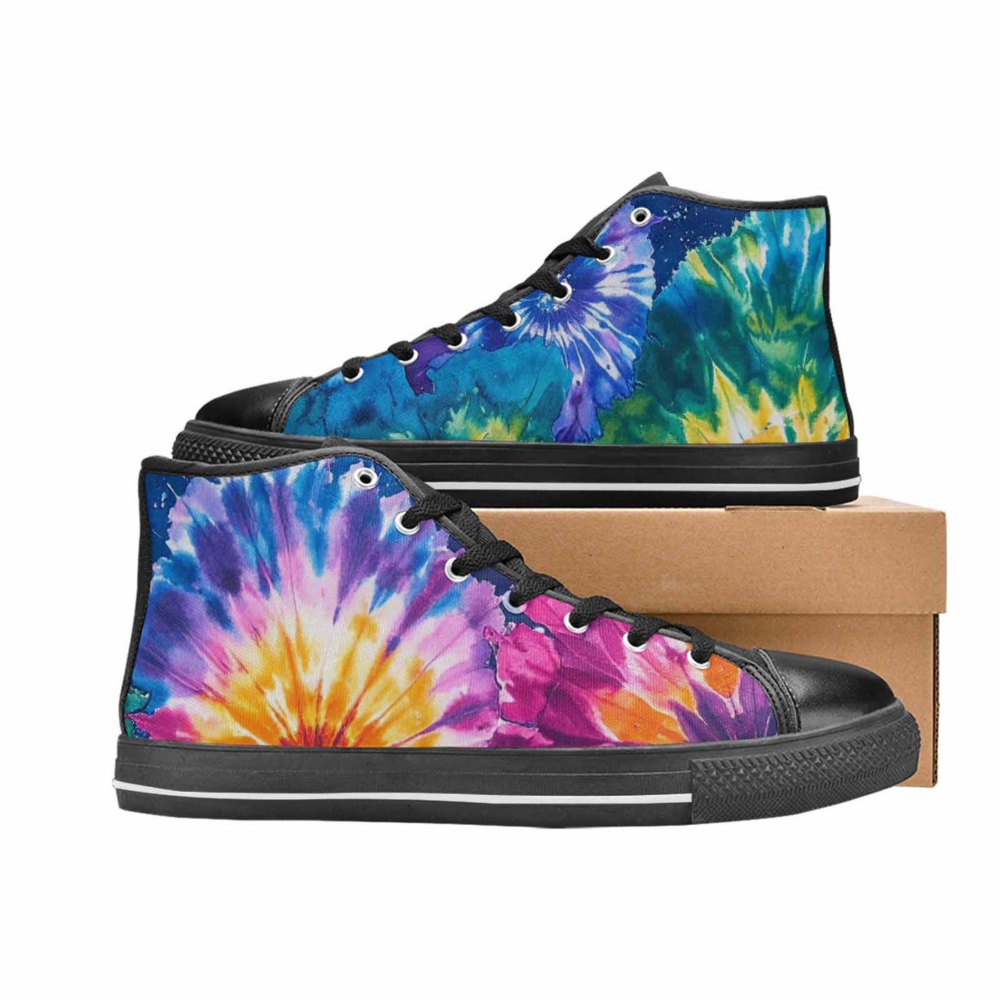 WOMEN'S Tie Dye Mixed Style High Top Canvas Dark Academia Custom Shoes