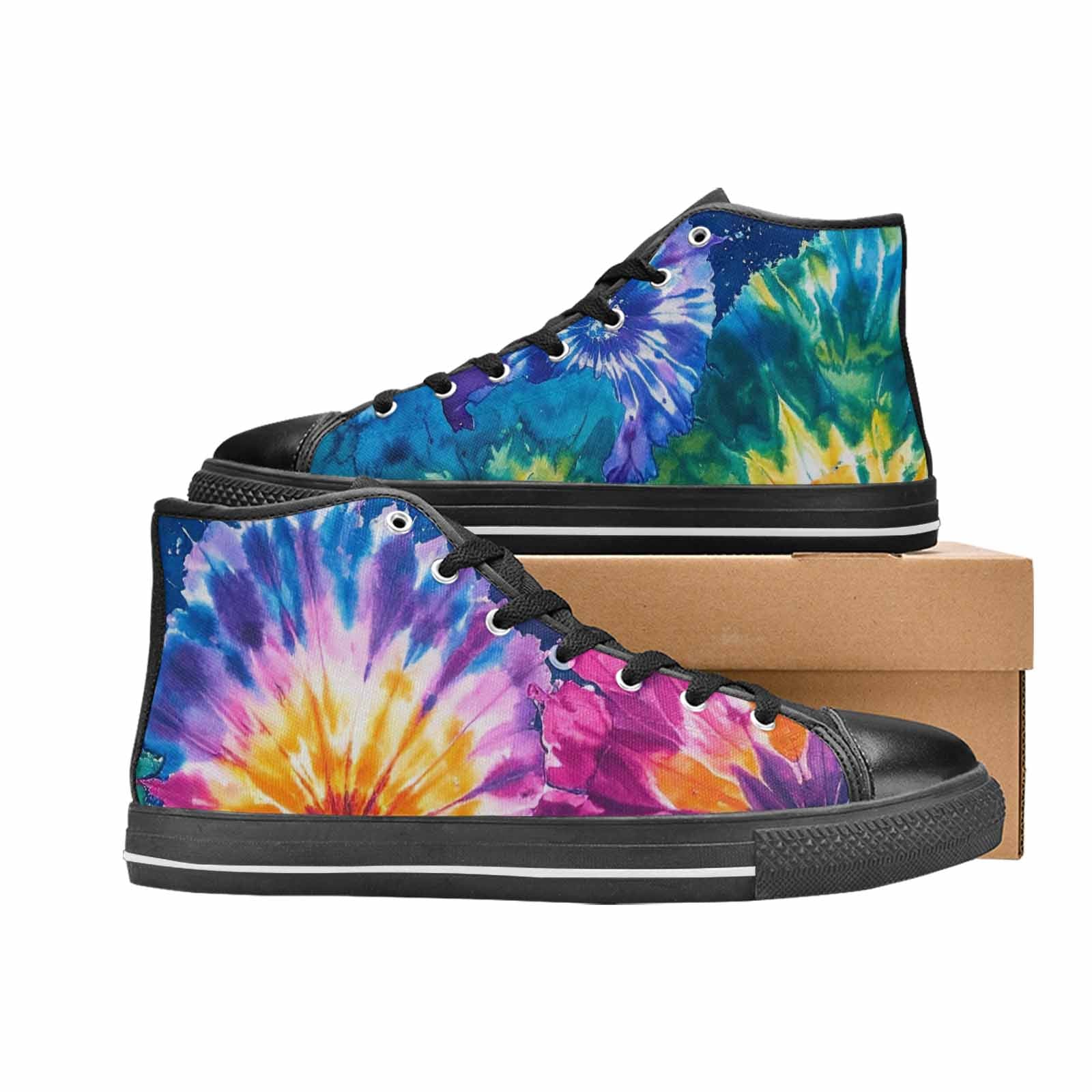 WOMEN'S Tie Dye Mixed Style High Top Canvas Dark Academia Custom Shoes