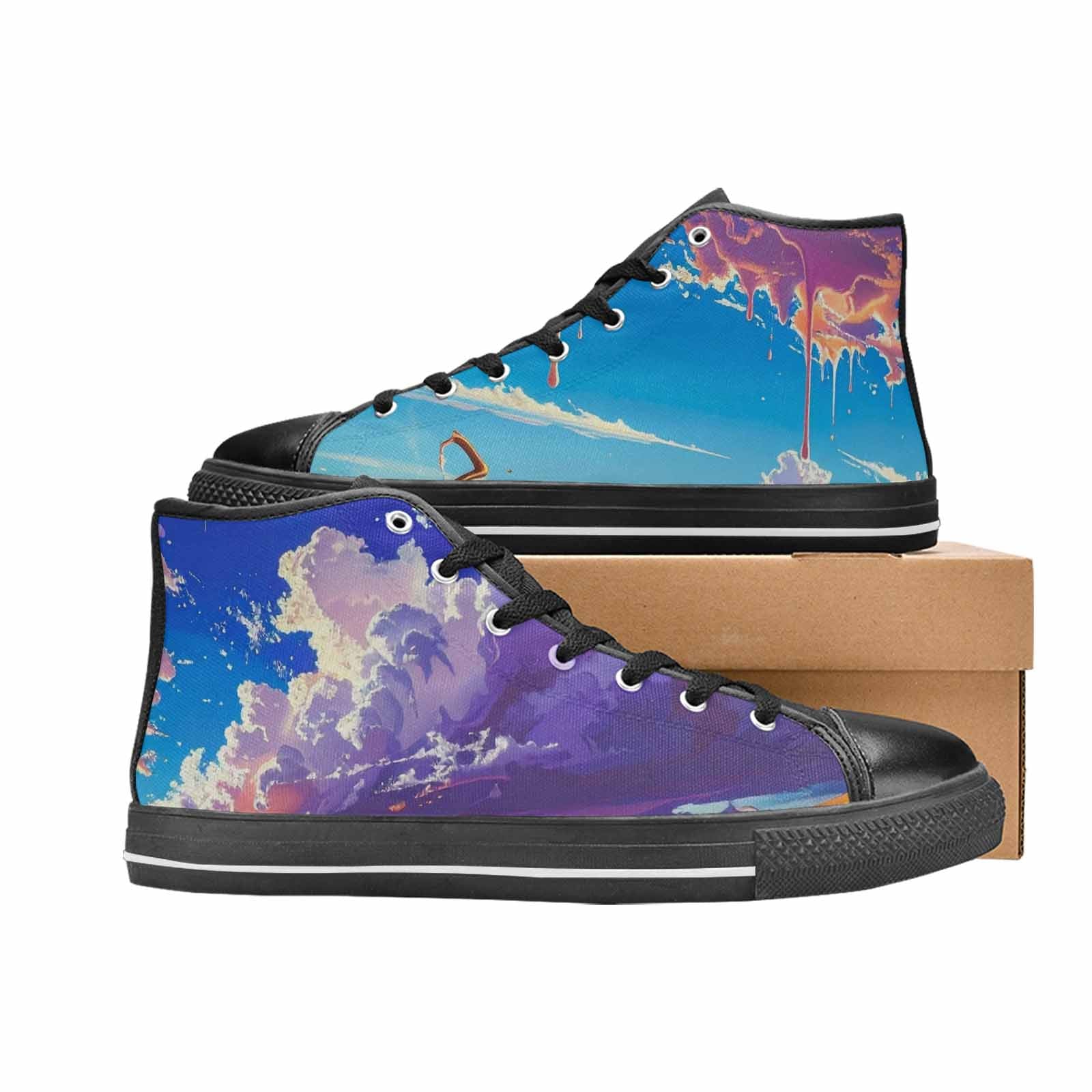 WOMEN'S Surrealist Desert Dreamscape High Top Canvas Cottagecore Custom Shoes