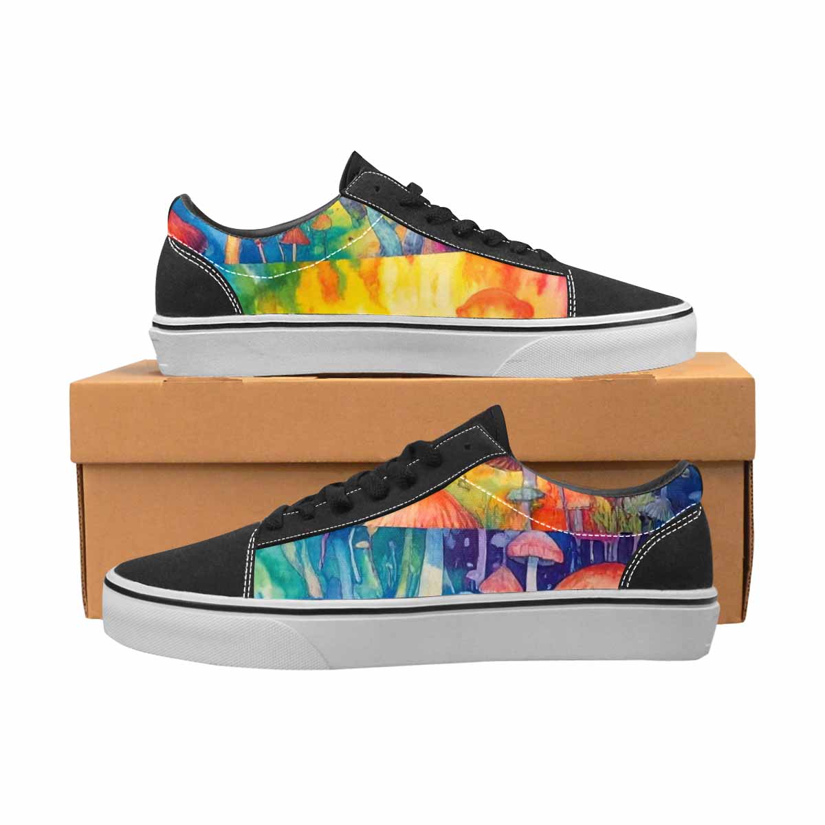 WOMEN'S Mushrooms  Tie Dye Lace-Up Canvas Kaleidoscope Sneakers