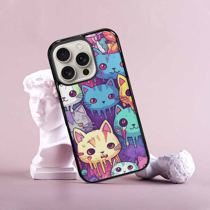 iPhone 16 Pro Case — Pastel Gore Cat Character Pattern Hundreds, Custom Designed Case Cover