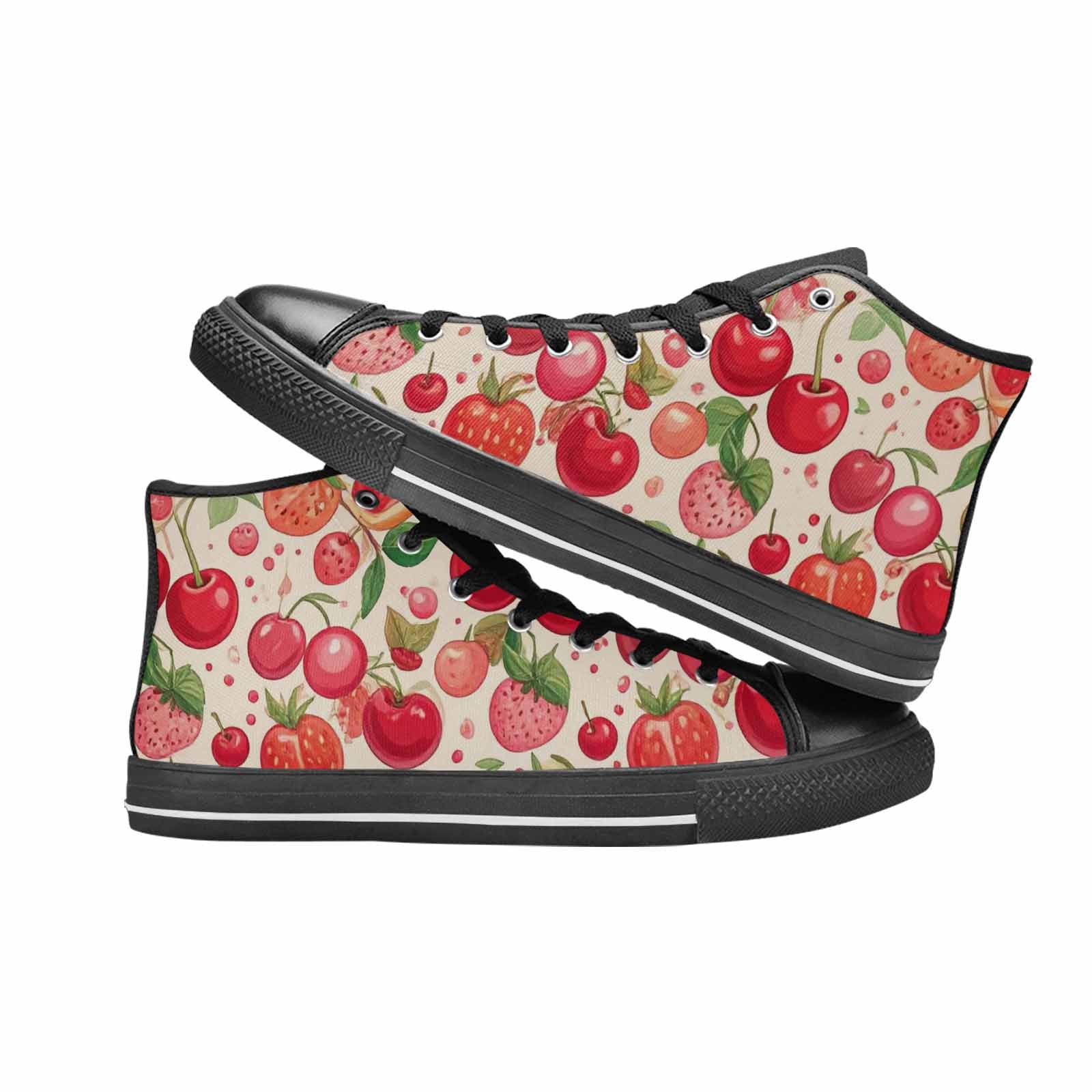WOMEN'S Cherry Fruit Print High Top Canvas Dark Academia Shoes