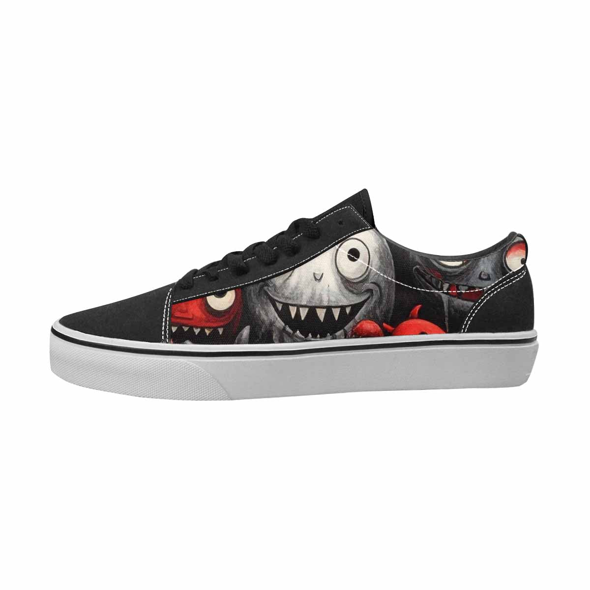 WOMEN'S Monsters Black & Red Ink Canvas Original Design Vibrant Chaos Customized Sneakers
