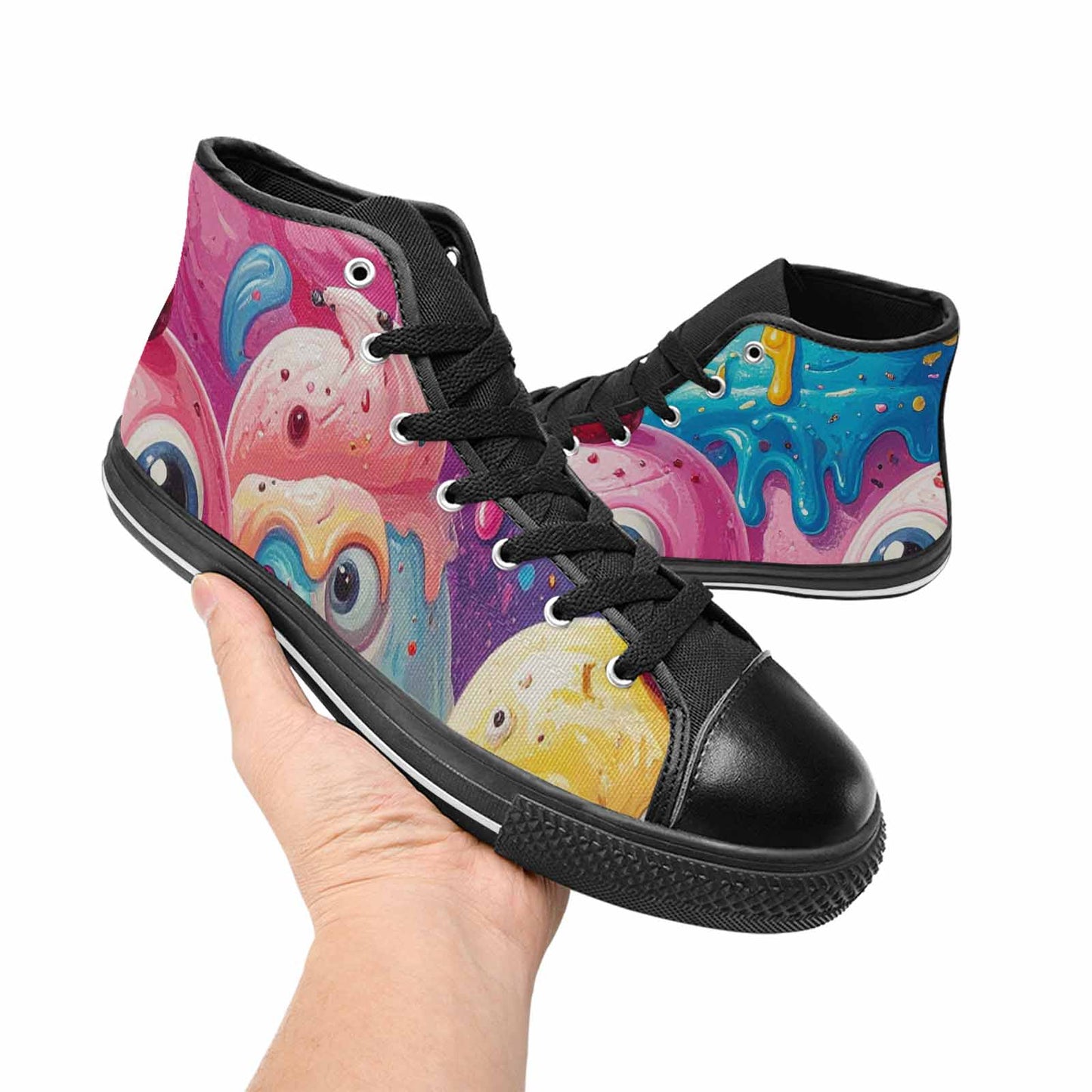 MEN'S Melting Icecream Monster Cherry High Top Canvas Dreamcore Sneakers