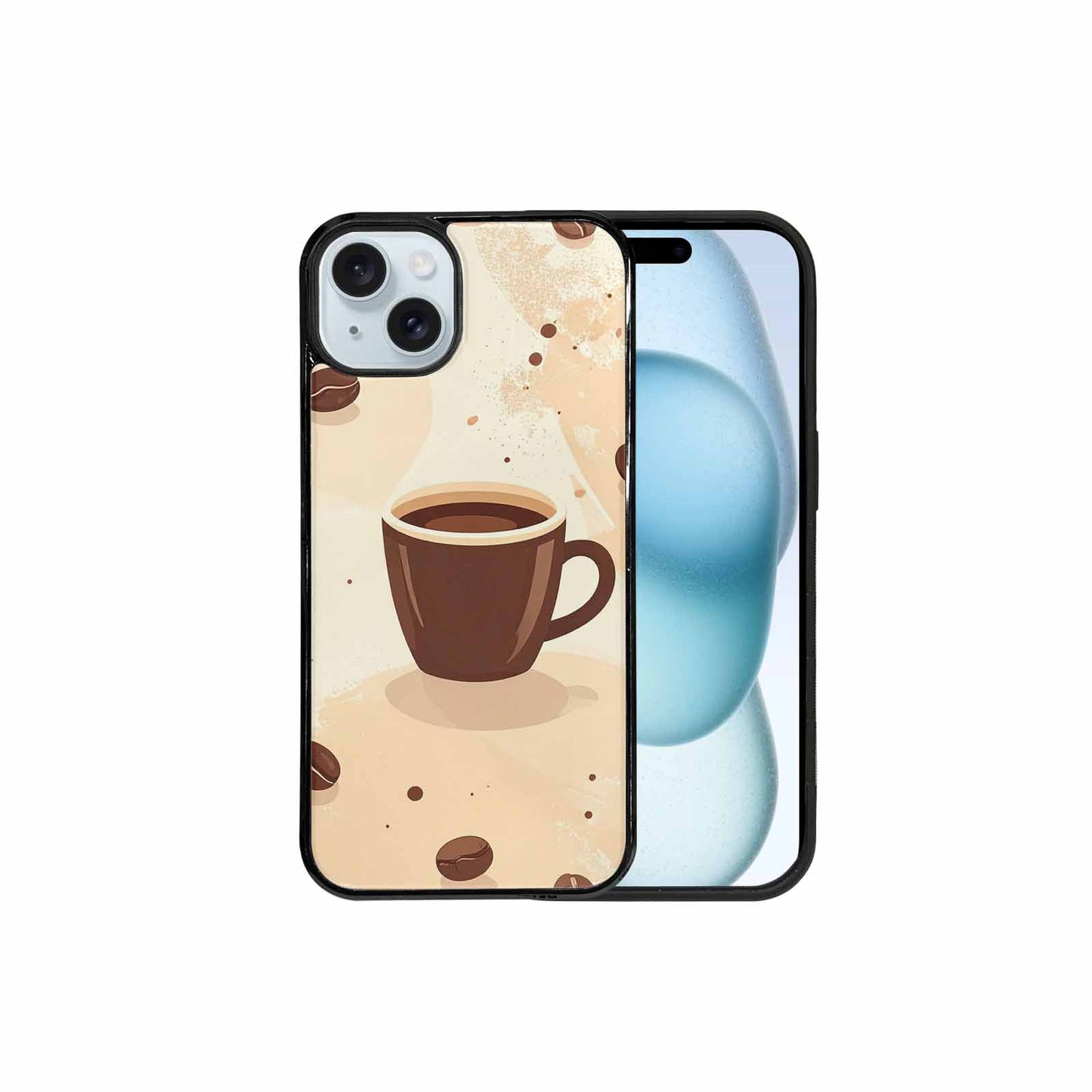 iPhone 15 Plus Case — Coffee Cup And Bean Pattern Seamless, Custom Art Phone Cover