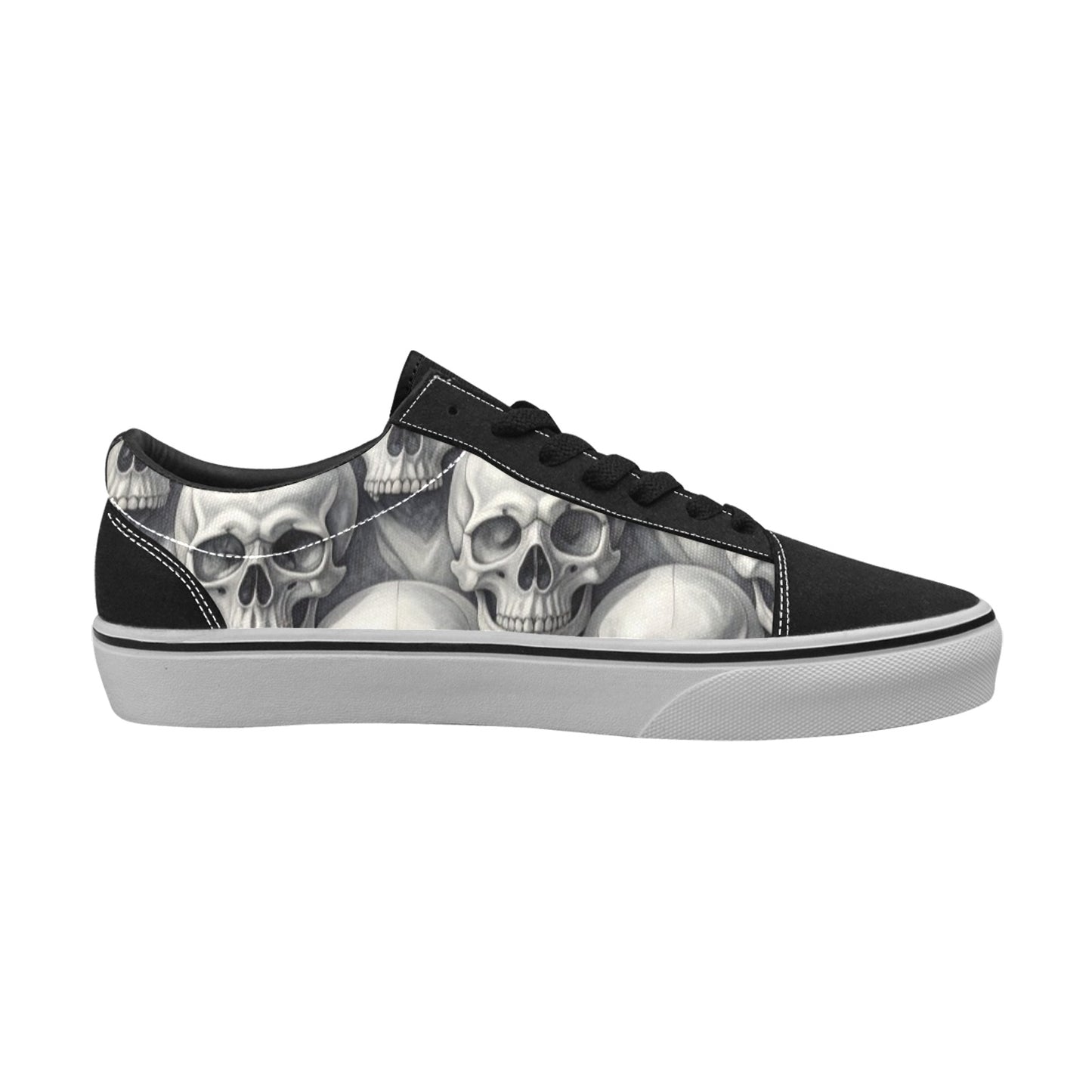 WOMEN'S Hyper Realistic Skull Low Top Skateboarding Vibrant Chaos Sneakers