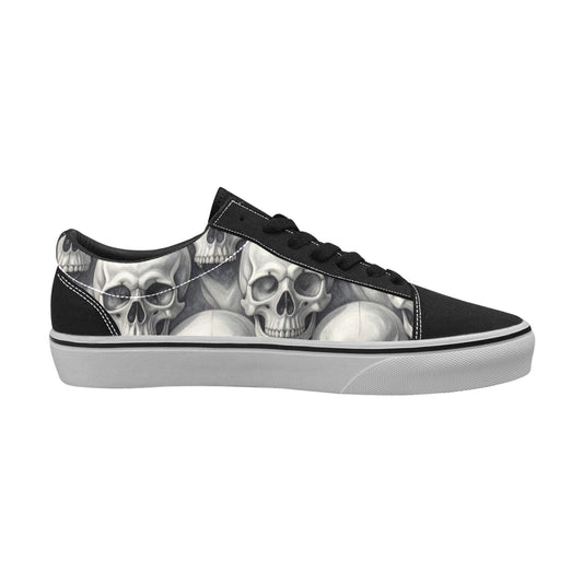 WOMEN'S Hyper Realistic Skull Low Top Skateboarding Vibrant Chaos Sneakers