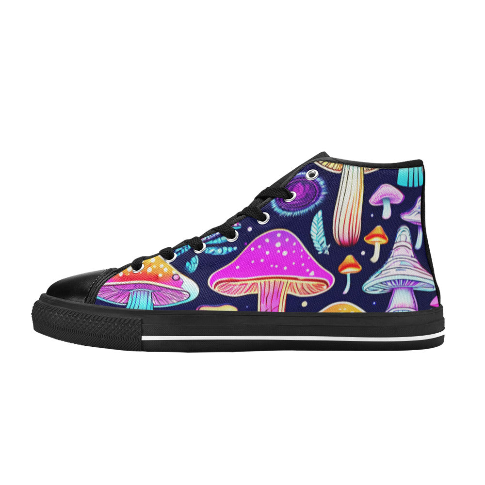 WOMEN'S Colorful Mushrooms Art Vibes High Top Canvas Y2K Sneakers