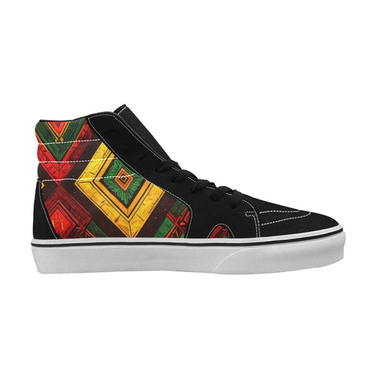 WOMEN'S African Kente Cloth High Top Skateboarding Wallpaper Art Shoes