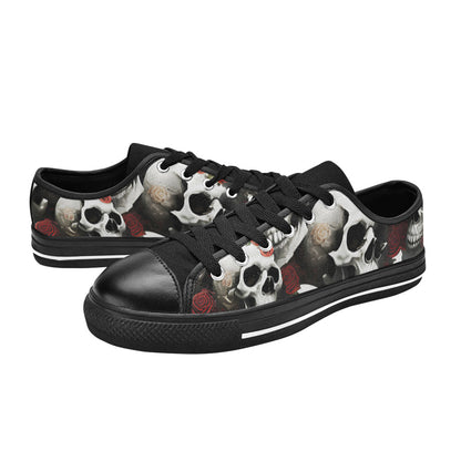 WOMEN'S Rose Skulls Dark 3 Canvas Grunge Sneakers