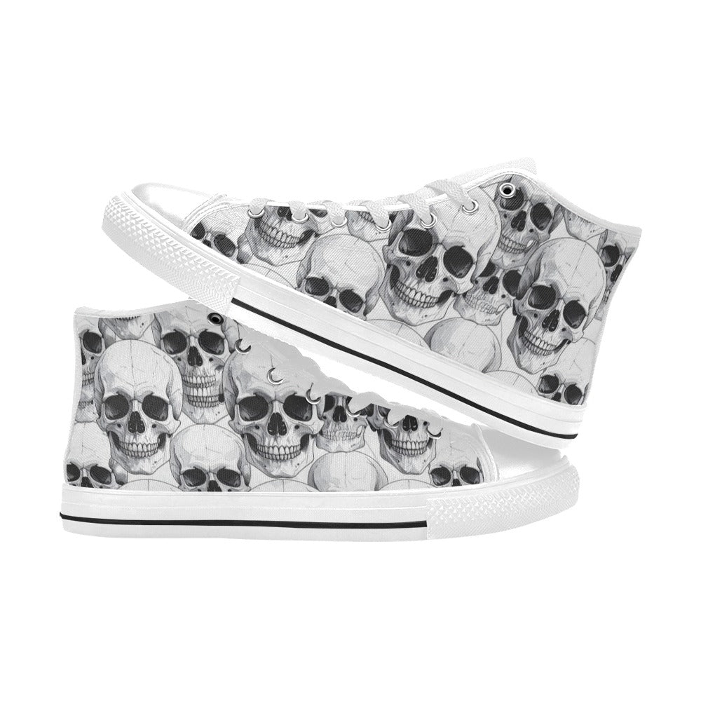 MEN'S Clean Skull Line Art High Top Canvas Wallpaper Art Custom Shoes