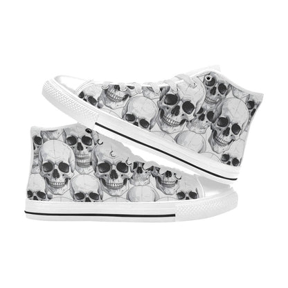 MEN'S Clean Skull Line Art High Top Canvas Wallpaper Art Custom Shoes