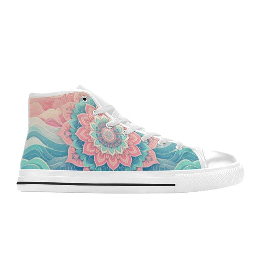 MEN'S Pastel Wave Mandala Men’S High Top Canvas Vibrant Chaos Sneakers