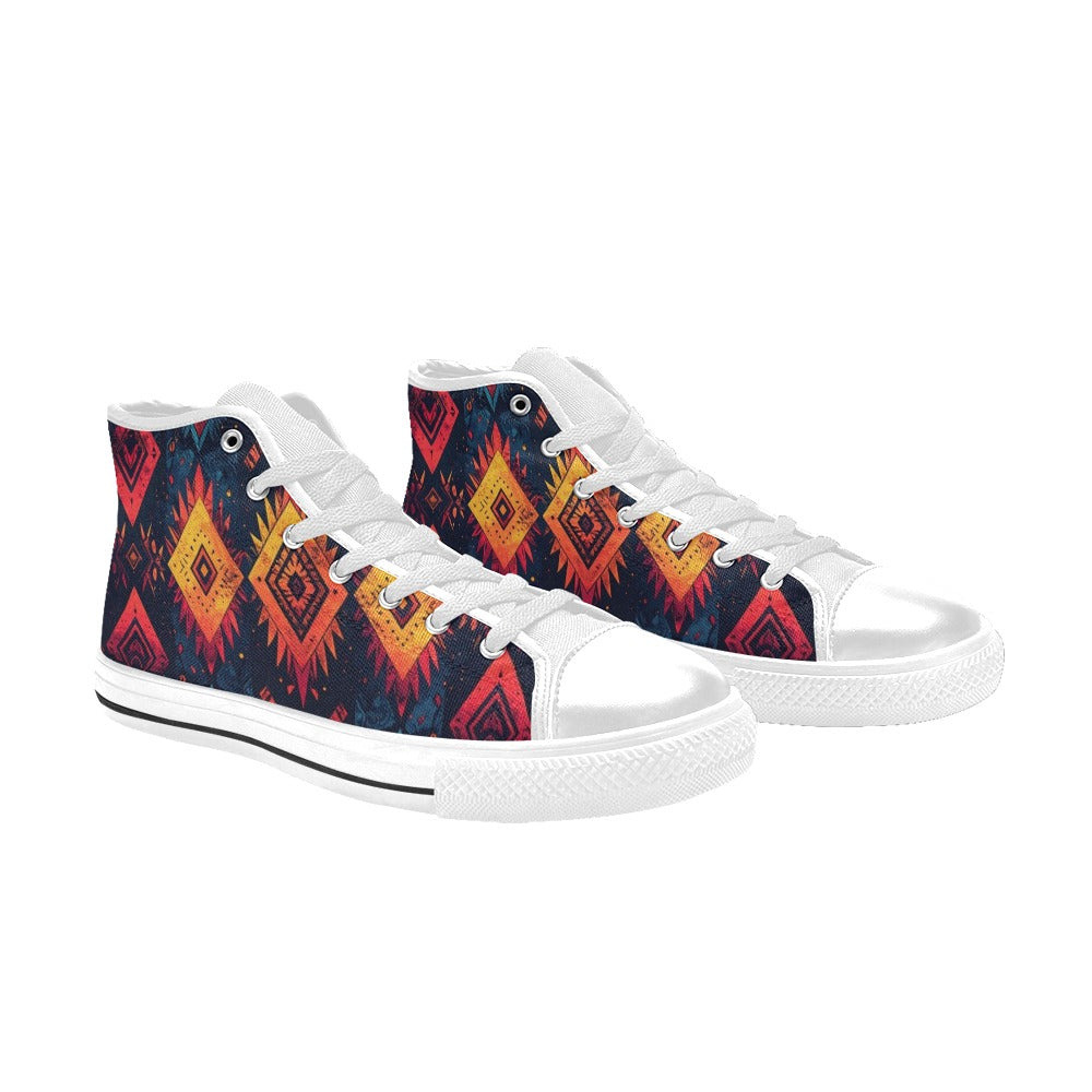 Wild Tribal Ripple 2 Men's High Top Canvas Shoes