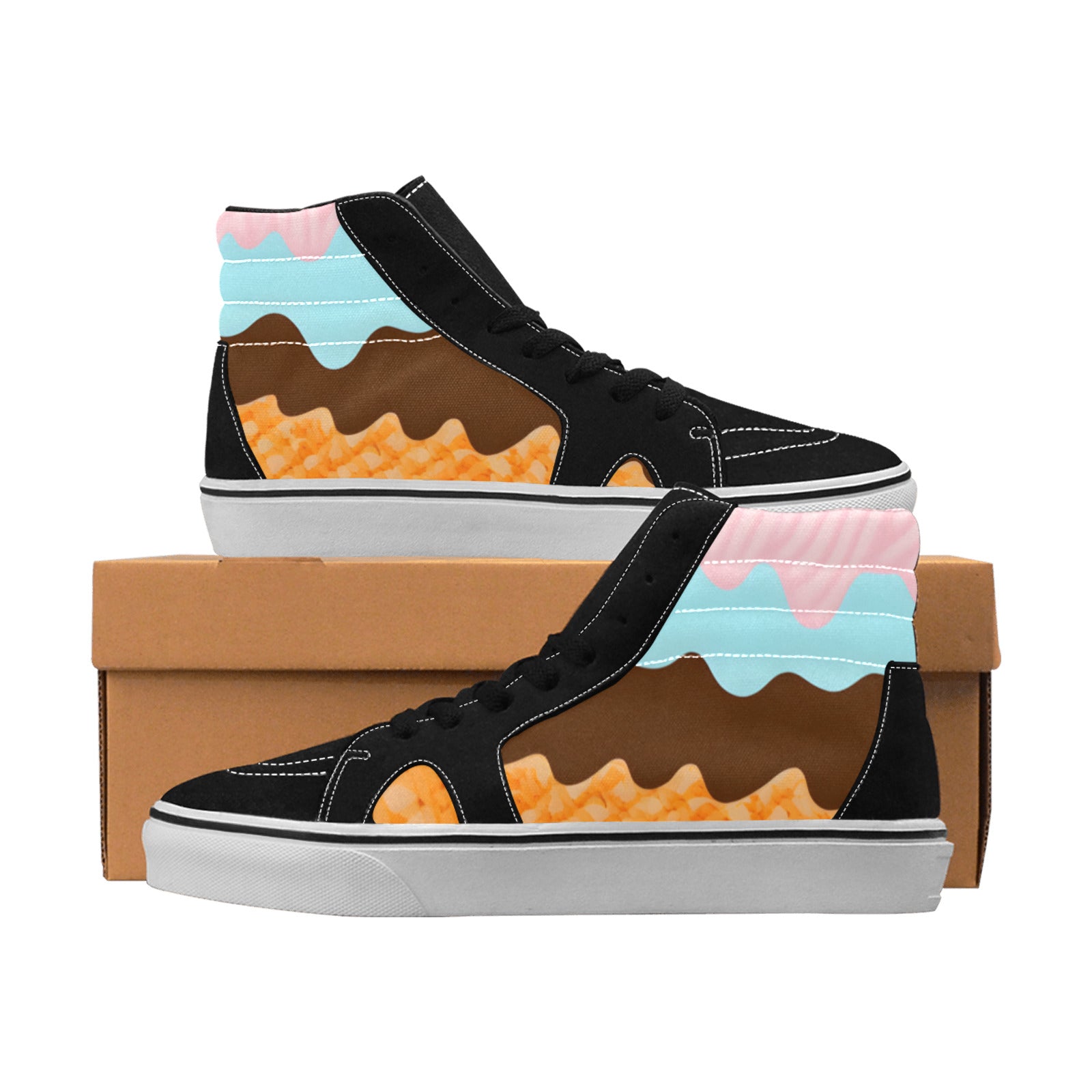 MEN'S Ice Cream Art Melting High Top Skateboarding Vibrant Chaos Sneakers