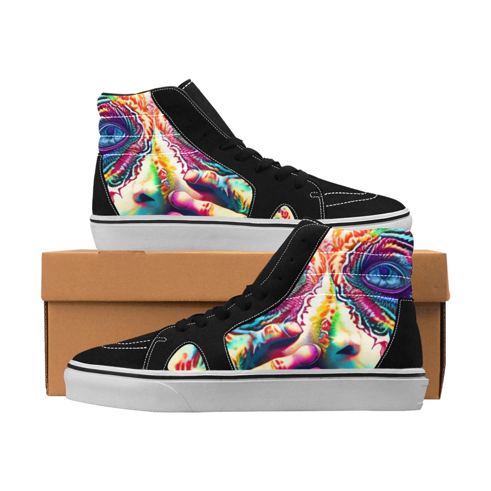 WOMEN'S Psychedelic Art Tie Dye High Top Skateboarding Dreamcore Custom Shoes